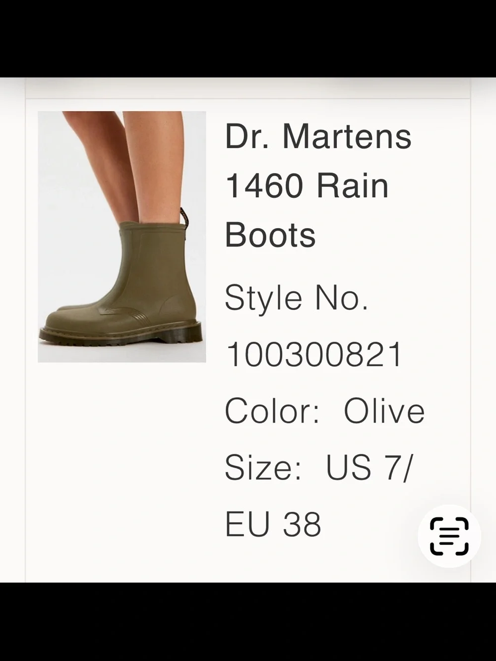 Dr. Martens Olive Ankle Rain Boots